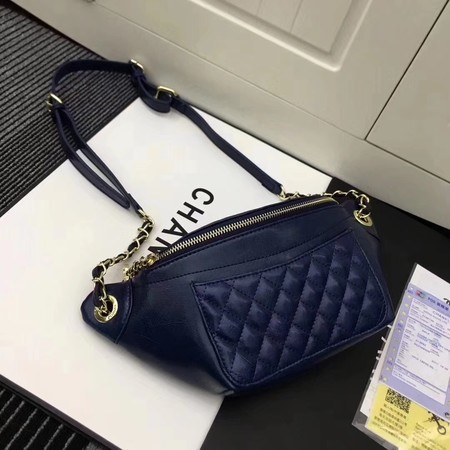 Chanel Sheepskin Leather Waist Bag 94103 Blue