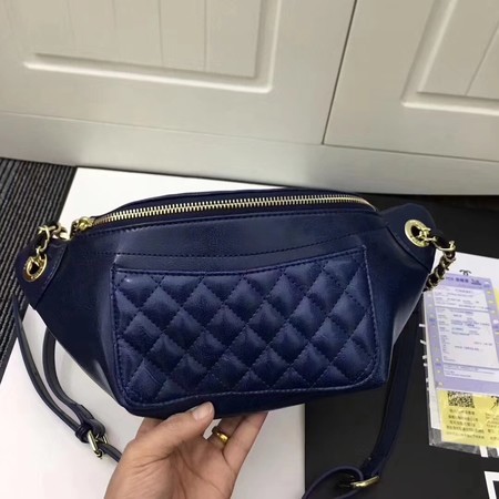 Chanel Sheepskin Leather Waist Bag 94103 Blue