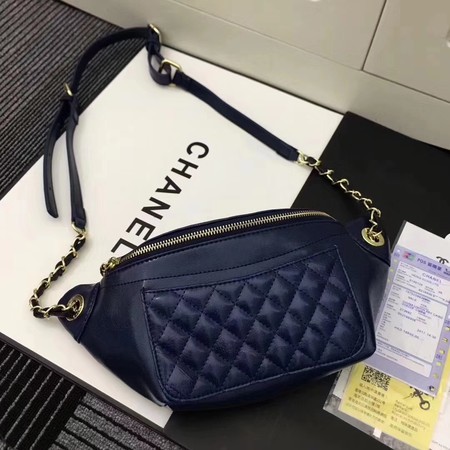 Chanel Sheepskin Leather Waist Bag 94103 Blue