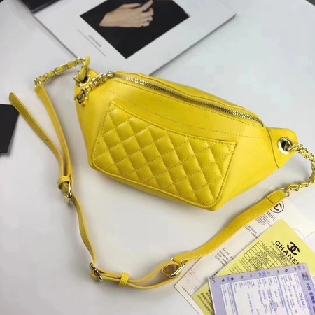 Chanel Sheepskin Leather Waist Bag 94103 Yellow