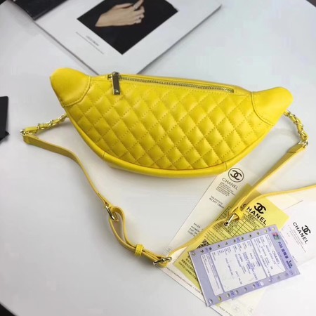 Chanel Sheepskin Leather Waist Bag 94103 Yellow