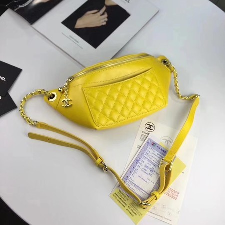 Chanel Sheepskin Leather Waist Bag 94103 Yellow