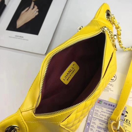 Chanel Sheepskin Leather Waist Bag 94103 Yellow