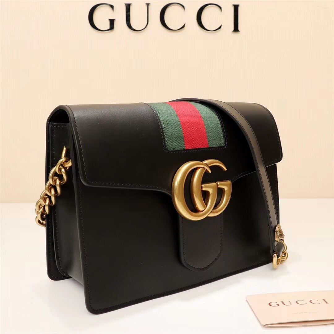 Gucci GG Marmont Leather Shoulder Bag 476468 black