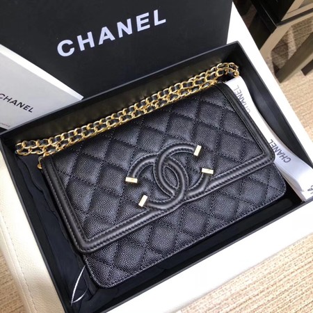 Chanel Flap Shoulder Bag Original Caviar Leather 5698 black