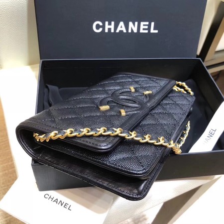 Chanel Flap Shoulder Bag Original Caviar Leather 5698 black