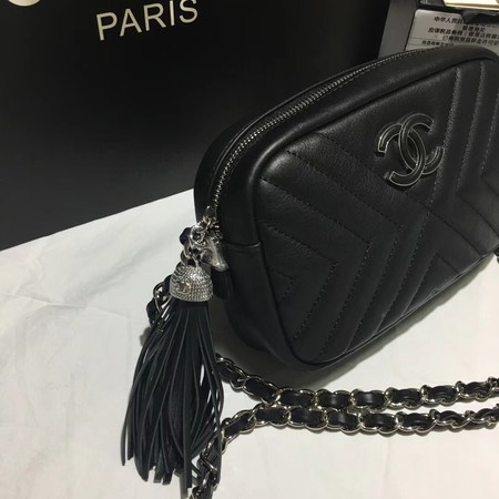 Chanel Original Sheepskin Leather Shoulder Bag 22500  black