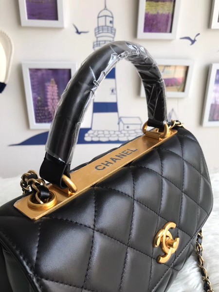 Chanel Original Sheepskin Leather Tote Bag 92236 black Gold Buckle