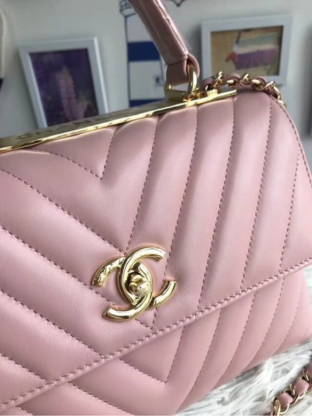 Chanel Original Sheepskin Leather Tote Bag A92236 pink Gold Buckle