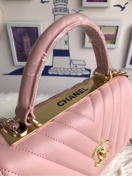 Chanel Original Sheepskin Leather Tote Bag A92236 pink Gold Buckle