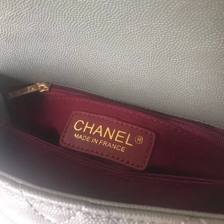 Chanel original Caviar leather flap bag top handle A92991 Blackish green