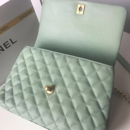 Chanel original Caviar leather flap bag top handle A92991 Peppermint Green