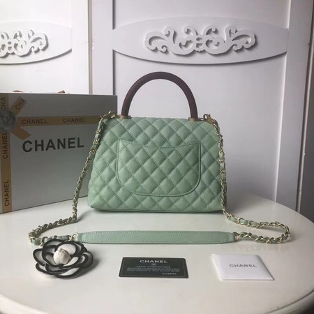 Chanel original Caviar leather flap bag top handle A92991 Peppermint Green