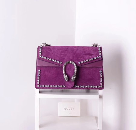 Gucci Dionysus Suede Shoulder Bag with Crystals 400249 Violet