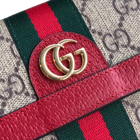 Gucci Calfskin Leather Wallet 523153 red