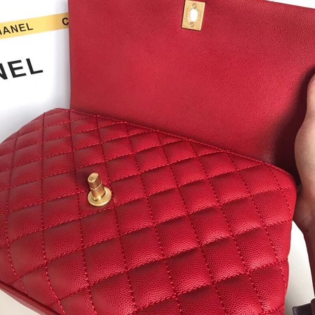 Chanel Classic Deep red Top Handle Bag Original Caviar Leather A92215 red