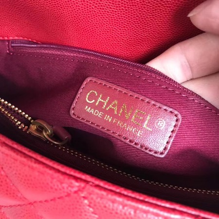 Chanel Classic Deep red Top Handle Bag Original Caviar Leather A92215 red