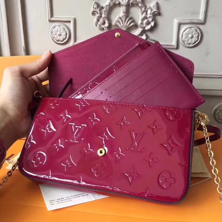 Louis Vuitton Original Monogram Vernis Pochette Felicie GM M61267 Deep red