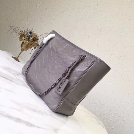 Yves Saint Laurent Original Calfskin Leather NIKI SHOPPING BAG 5569 grey
