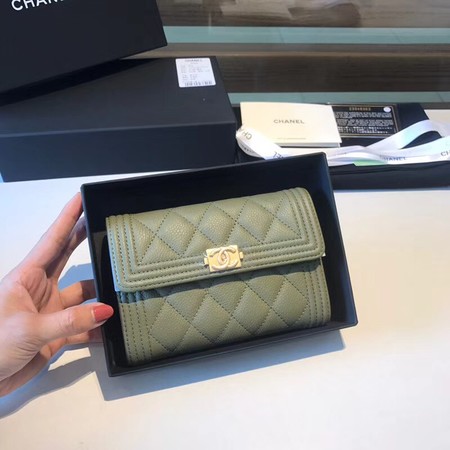 Chanel Boy Matelasse Caviar Calfskin Leather Wallet CHA5569 green