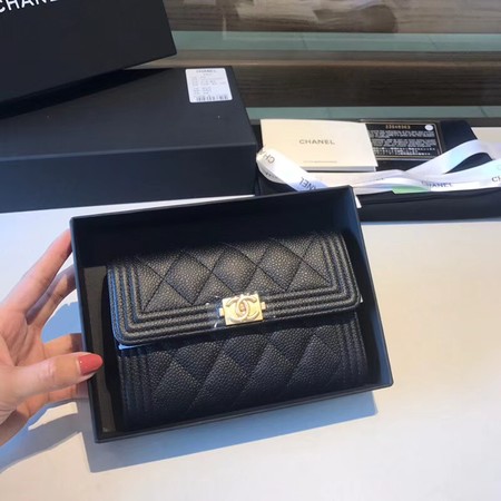 Chanel Boy Matelasse Caviar Calfskin Leather Wallet CHA5569 black