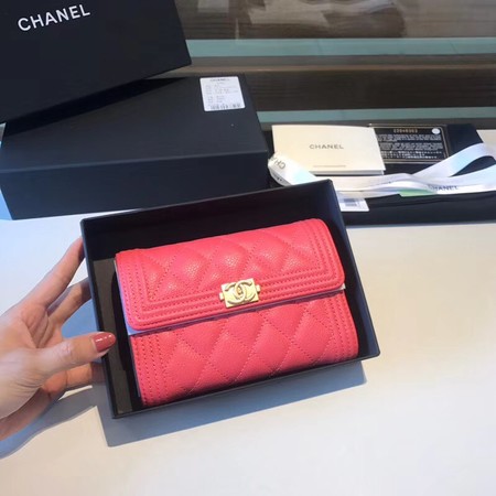 Chanel Boy Matelasse Caviar Calfskin Leather Wallet CHA5569 red