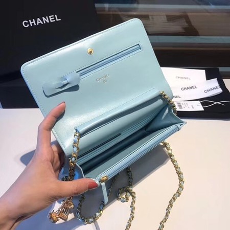 Chanel WOC Original sheepskin Leather Flap Shoulder Bag D33814 Light blue