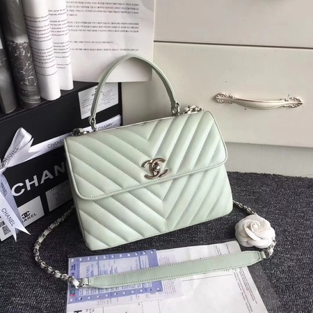 Chanel Original Sheepskin Leather Tote Bag V92236 Light green silver Buckle