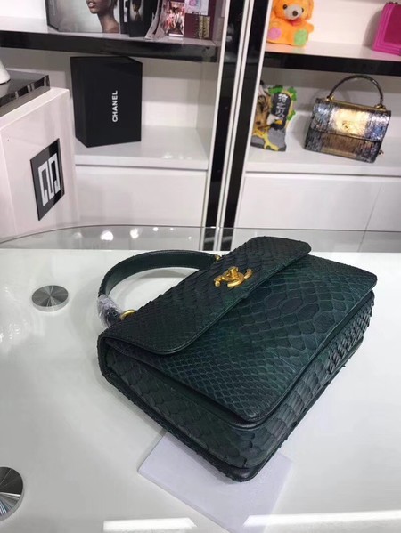 Chanel Original Snake skin Leather Tote Bag A92236 Blackish green