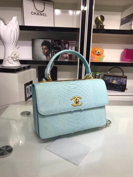 Chanel Original Snake skin Leather Tote Bag A92236 Light blue