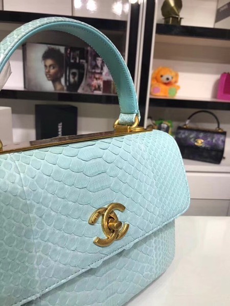 Chanel Original Snake skin Leather Tote Bag A92236 Light blue