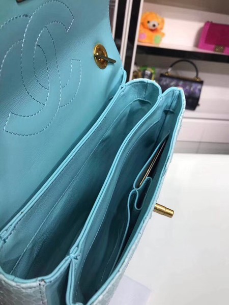 Chanel Original Snake skin Leather Tote Bag A92236 Light blue