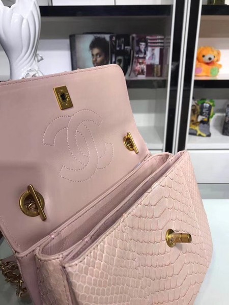 Chanel Original Snake skin Leather Tote Bag A92236 pink