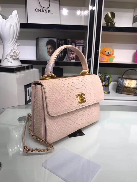 Chanel Original Snake skin Leather Tote Bag A92236 pink