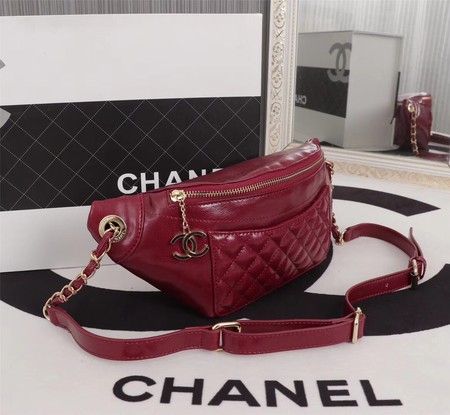 Chanel Sheepskin Leather Waist Bag 94103 red