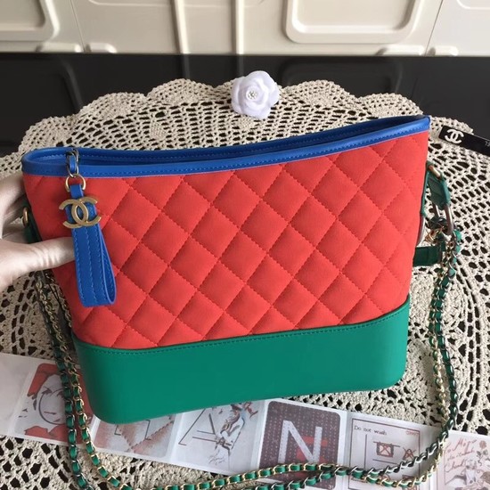 Chanel Gabrielle Nubuck leather Shoulder Bag 1010A red green