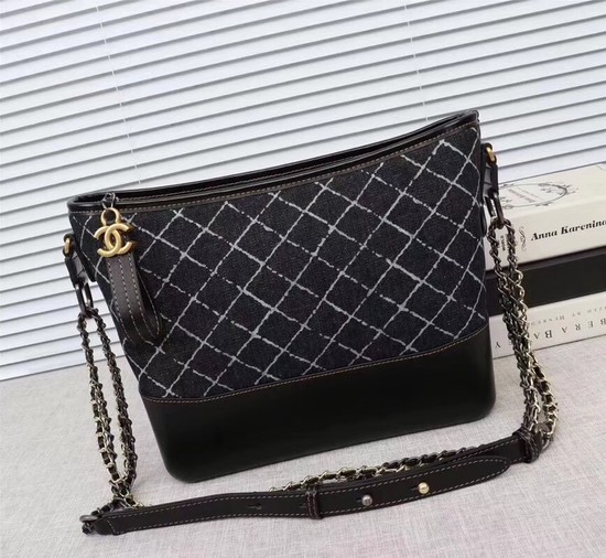 Chanel Gabrielle Denim Shoulder Bag 1010A black
