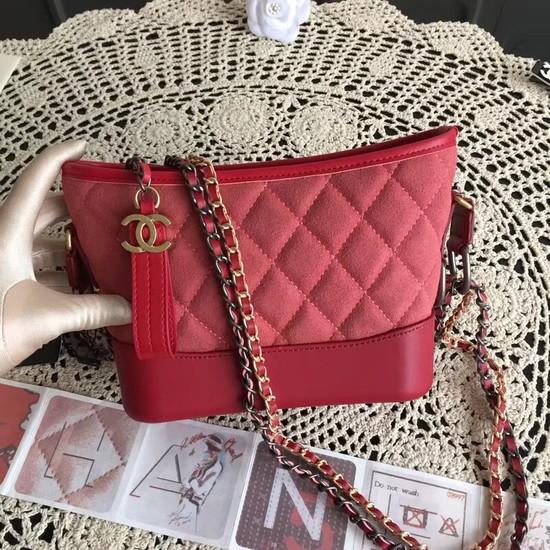 Chanel Gabrielle Nubuck leather Shoulder Bag 93481 red