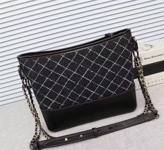 Chanel Gabrielle Denim Shoulder Bag 1010A black