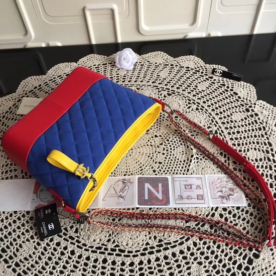 Chanel Gabrielle Nubuck leather Shoulder Bag 1010A blue red