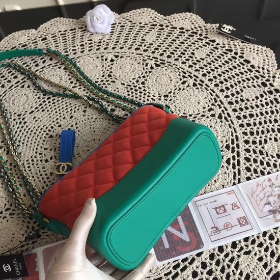 Chanel Gabrielle Nubuck leather Shoulder Bag 93481 red green