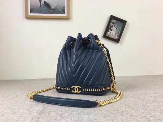 Chanel Sheepskin Leather Shoulder Bag 1125 blue