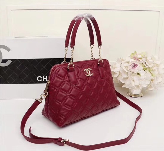 Chanel Sheepskin Leather Shoulder Bag 55698 red