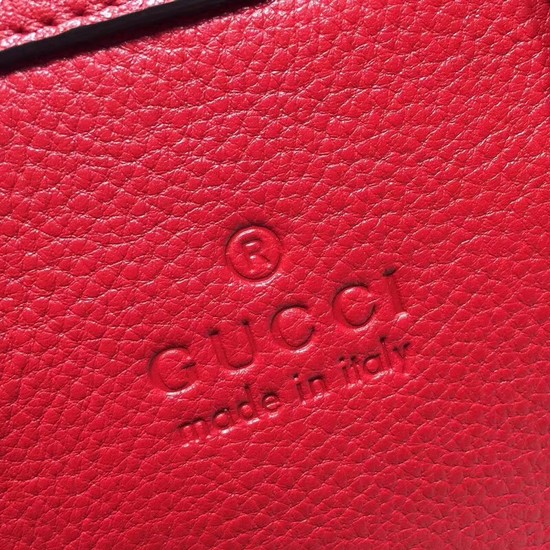Gucci Calfskin Leather Small Tote Bag B341504 red