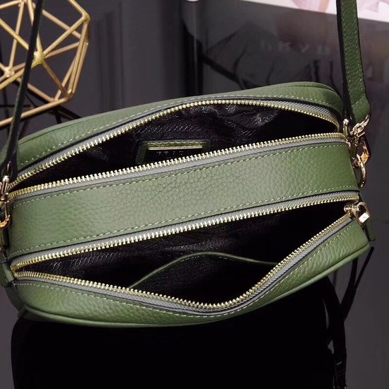 Prada Calfskin Leather Shoulder Bag 1BH082 green