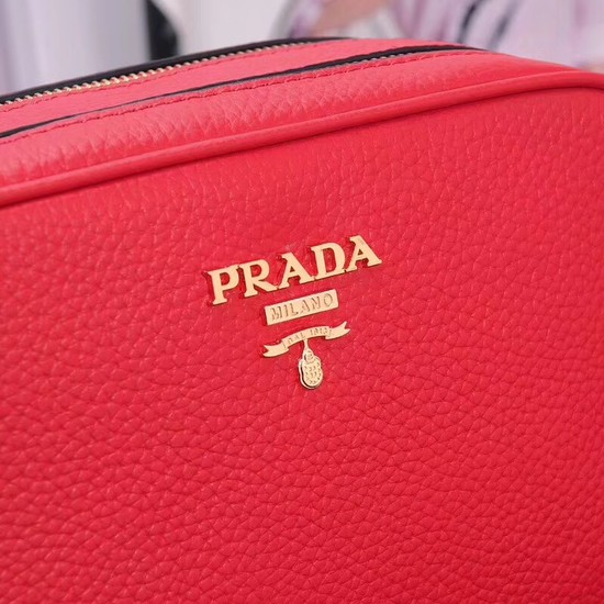Prada Calfskin Leather Shoulder Bag 1BH082 red