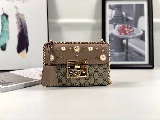 Gucci Padlock Small GG Studded Shoulder Bag ‎432182 Nude