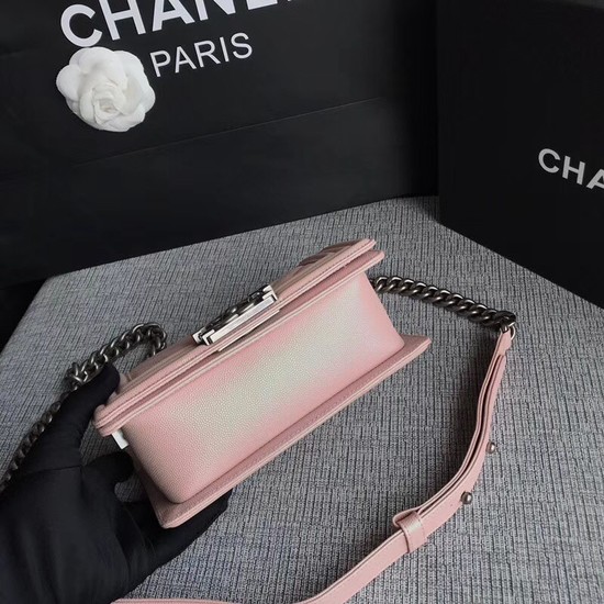 Chanel Le Boy Flap Shoulder Bag Original Caviar Leather P67085 pink silver Buckle