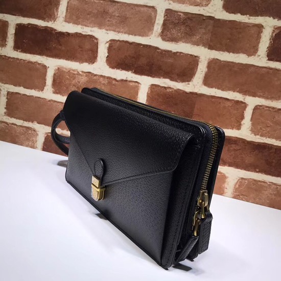 Gucci Calfskin Leather Shoulder Bag 495678 Black