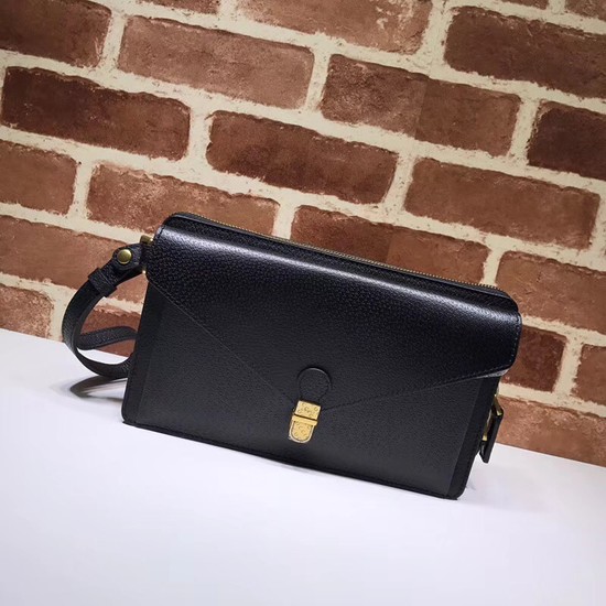 Gucci Calfskin Leather Shoulder Bag 495678 Black